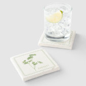 FRESH PARSLEY Marble Stone Untersetzer (+text) (Seitenansicht)