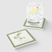 FRESH PARSLEY Marble Stone Untersetzer (+text) Grü (Seitenansicht)
