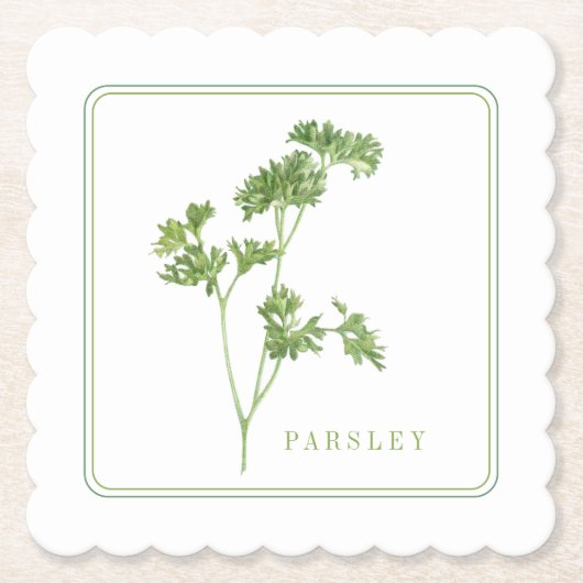FRESH PARSLEY Scalloped Square Untersetzer (+text) (Vorderseite)