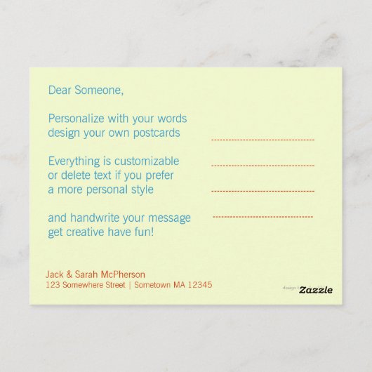 Fresh pastelly Modern Danke Postcard Postkarte (Rückseite)