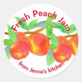Fresh Peach Jam Kitchen Fruchtgeschenk-Etikett Runder Aufkleber