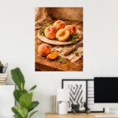 Fresh Peaches on Wood a Rustic Still Life Poster (Heimbüro)