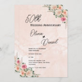 Fresh Pink Cream Floral Wedding Anniversary Einladung (Vorne/Hinten)