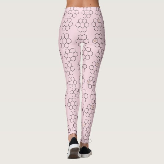 Fresh Pink Honey Beve Hive Pattern Leggings (Rückseite)