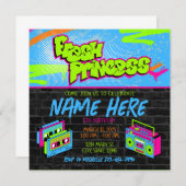 Fresh Princess 90s Boombox Green Pink Geburtstag Einladung (Vorne/Hinten)