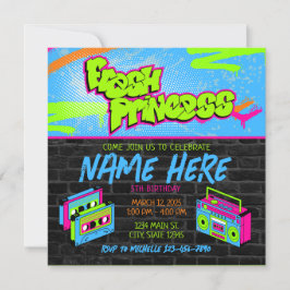 Fresh Princess 90s Boombox Green Pink Geburtstag Einladung
