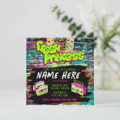 Fresh Princess 90s Boombox Green Pink Geburtstag Einladung (Stehend Vorderseite)
