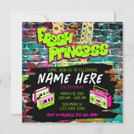 Fresh Princess 90s Boombox Green Pink Geburtstag Einladung
