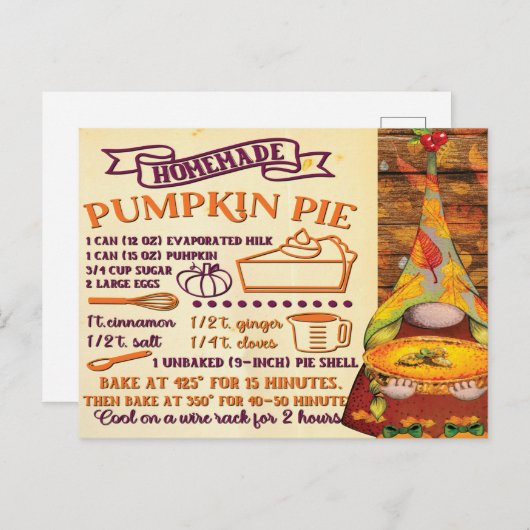 Fresh Pumpkin Pie Gnome Postkarte (Vorne/Hinten)