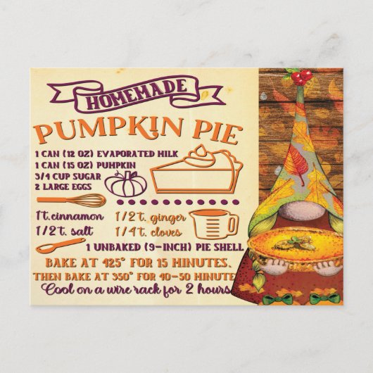 Fresh Pumpkin Pie Gnome Postkarte (Vorderseite)