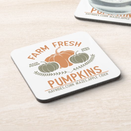 Fresh Pumpkins | Hand Pickup Getränkeuntersetzer (Linke Seite)