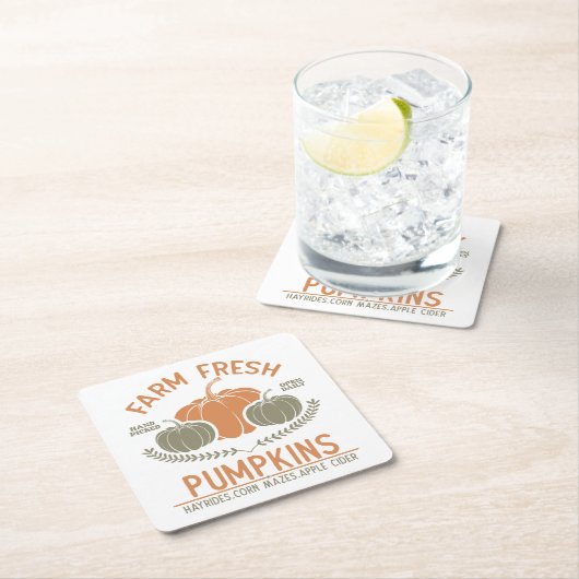 Fresh Pumpkins | Hand Pickup Rechteckiger Pappuntersetzer (Vor Ort)