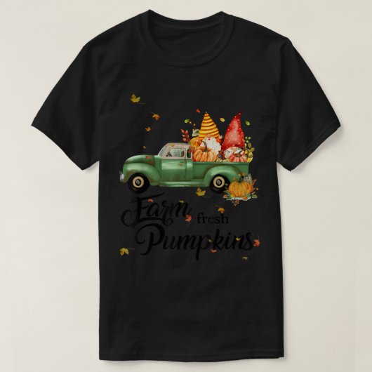 Fresh Pumpkins Truck Leopard Gnomes Fall Autu T-Shirt (Design vorne)