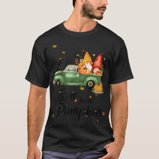 Fresh Pumpkins Truck Leopard Gnomes Fall Autu T-Shirt