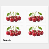 Fresh Red Cherries With Green Leaves Sticker (Blatt)
