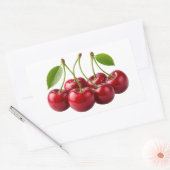 Fresh Red Cherries With Green Leaves Sticker (Umschlag)