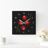 Fresh Red Sweet Cherry Quadratische Wanduhr (Zuhause)