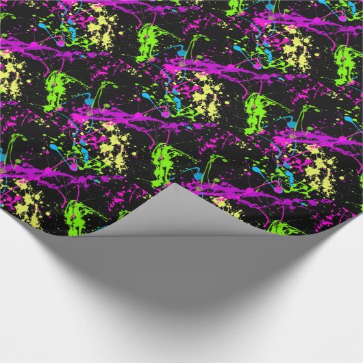 Fresh Retro Neon Paint Spritzer Geschenkpapier (Ecke)