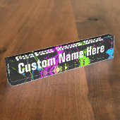 Fresh Retro Neon Paint Spritzer Namensplakette (Seite)