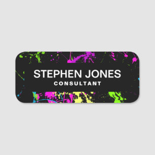 Fresh Retro Neon Paint Spritzer Namensschild