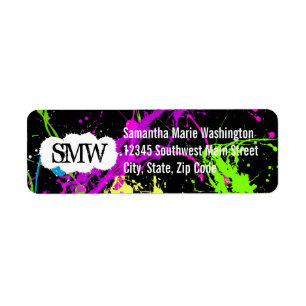 Fresh Retro Neon Paint Spritzer on Black