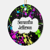 Fresh Retro Neon Paint Spritzer on Black Keramikornament (Links)