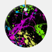 Fresh Retro Neon Paint Spritzer on Black Keramikornament (Hinten)