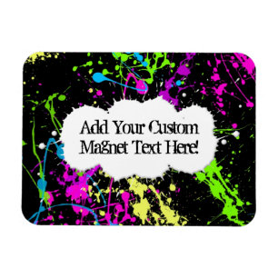 Fresh Retro Neon Paint Spritzer on Black Magnet