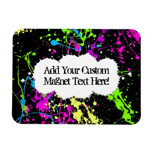 Fresh Retro Neon Paint Spritzer on Black Magnet (Horizontal)