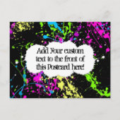 Fresh Retro Neon Paint Spritzer on Black Postkarte (Vorderseite)