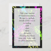 Fresh Retro Neon Paint Spritzer Party Einladung (Rückseite)