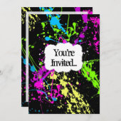 Fresh Retro Neon Paint Spritzer Party Einladung (Vorne/Hinten)