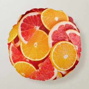 Fresh ripe orange and grapefruit backgroundbackgro rundes kissen