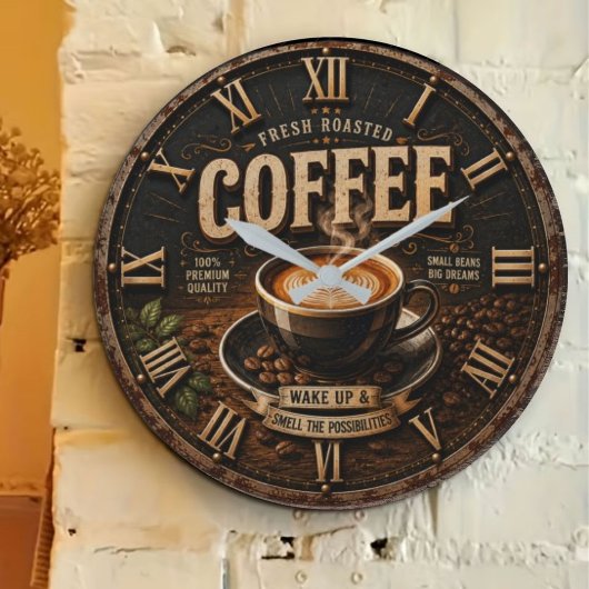 Fresh Roasted Coffee Große Wanduhr