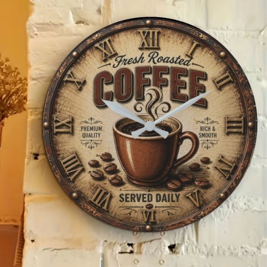 Fresh Roasted Coffee Große Wanduhr