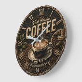 Fresh Roasted Coffee Rustic Farmhouse Große Wanduhr (Winkel)