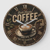 Fresh Roasted Coffee Rustic Farmhouse Große Wanduhr (Vorderseite)