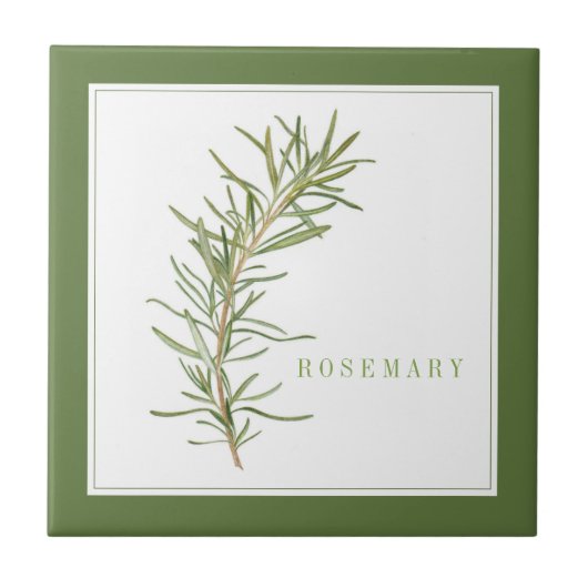 FRESH ROSEMARY 4.25" Keramik Tile (+text) Grün Fliese (Vorderseite)