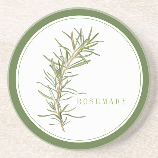 FRESH ROSEMARY Round Sandstone Untersetzer +text G (Vorne)