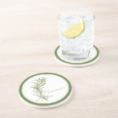 FRESH ROSEMARY Round Sandstone Untersetzer +text G (Seite)