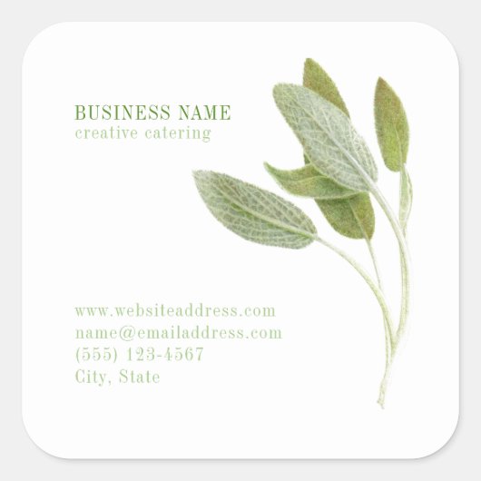 FRESH SAGE Biz ID Large Square Stickers (Vorderseite)