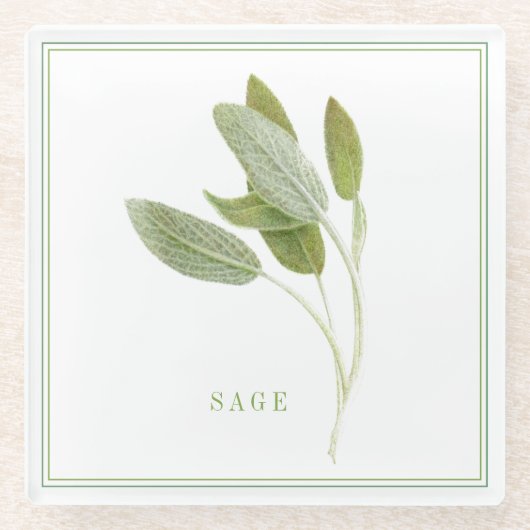 FRESH SAGE Glas Beverage Coaster (+text) Glasuntersetzer (Vorderseite)