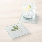 FRESH SAGE Glas Beverage Coaster (-text) Glasuntersetzer (Schrägansicht)