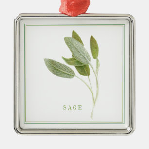 FRESH SAGE Premium Quadratisches Ornament Aus Metall
