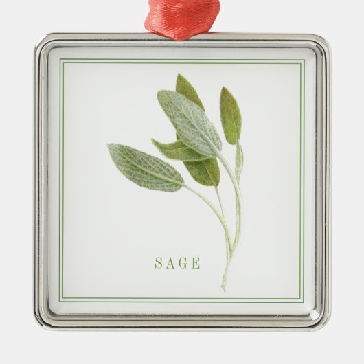FRESH SAGE Premium Square Ornament Aus Metall (Vorne)