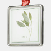 FRESH SAGE Premium Square Ornament Aus Metall (Links)