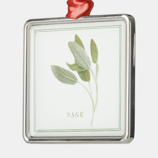 FRESH SAGE Premium Square Ornament Aus Metall (Links)