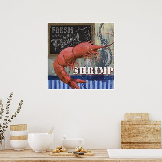 Fresh Shrimp Fisch Market Style Art Poster (Küche)