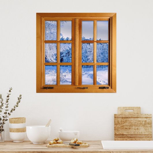 Fresh Snow Fall Square Imitats Illusion Poster (Küche)