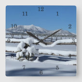 Fresh Snow Scene Northern Arizona mit Zahlen Quadratische Wanduhr (Vorderseite)